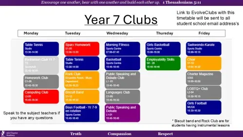 Clubs Timetable